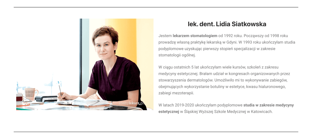 Stomatologia | Medycyna Estetyczna Gdynia – Lidia Siatkowska banner